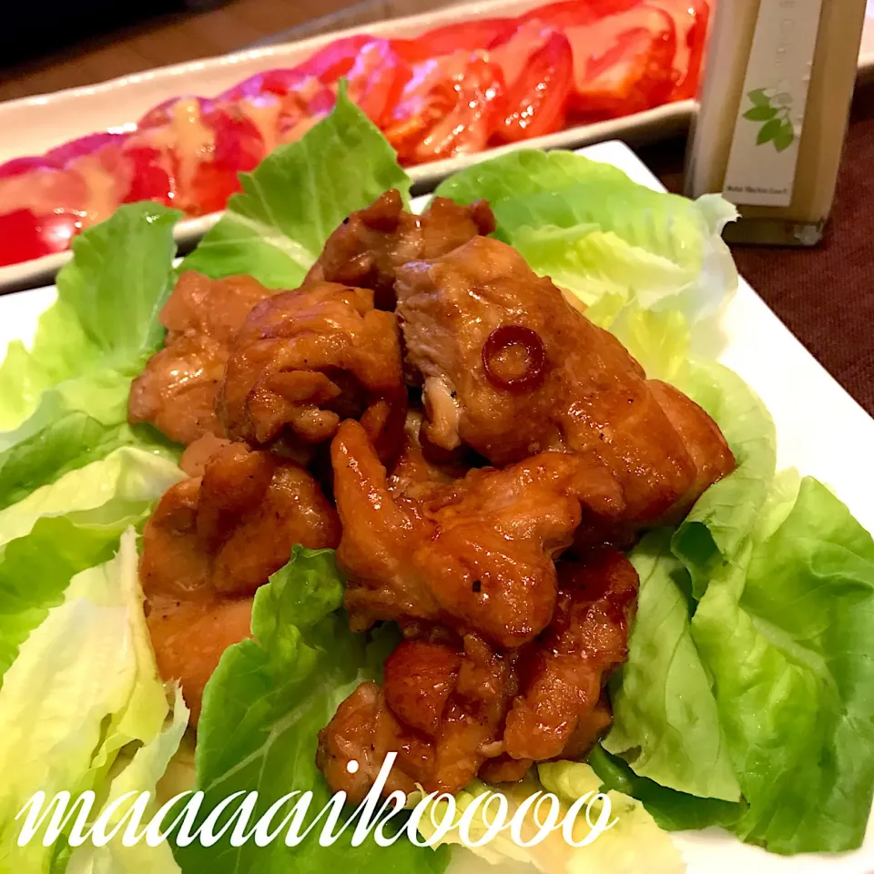 照り焼きチキン🐔と冷やしトマト🍅|マイコさん