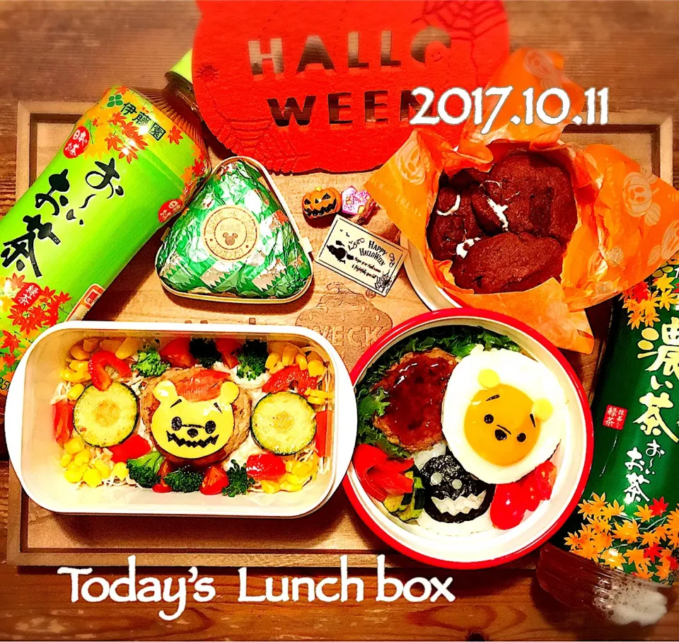 本日のOL弁＋JK弁🍱😋
ツムツムプーさんハロウィンバージョン🎃👻
OL弁はロコモコ弁当ʕ •́؈•̀ ₎
JK弁はサラダ弁ʕ •́؈•̀ ₎🎃|あさちゃん☆さん