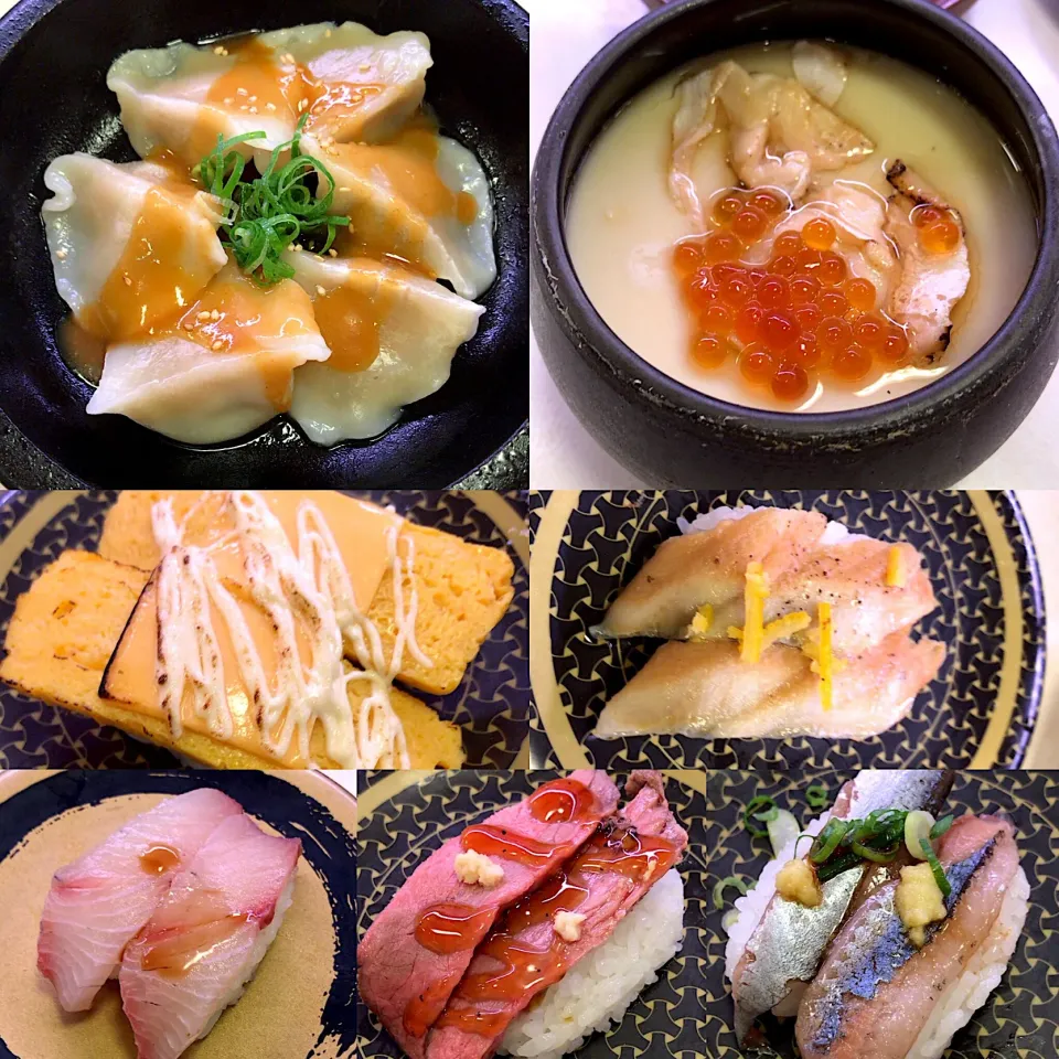 はまちゅし🍣
ごま香るもちもち水餃子。炙りとろサーモンといくらの茶碗蒸し。活〆かんぱち。三陸産さんま。ローストビーフ山わさび。ゆず塩炙りあなご。炙りたまごチーズ。|るみおんさん