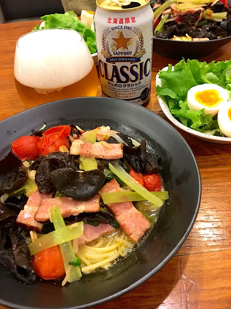 きくらげと野菜いろいろスープパスタ🍝|なかじー。さん