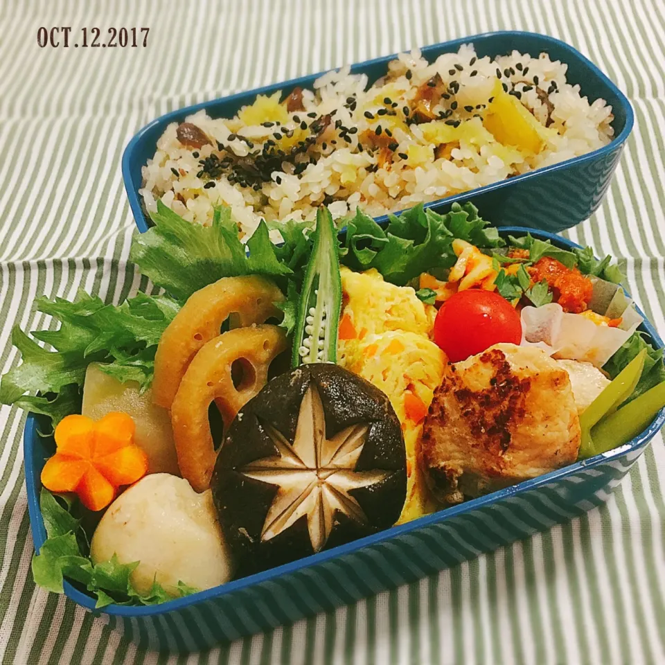 Snapdishの料理写真:和食弁当 #お弁当 #お弁当記録 #弁当 #炊き込みご飯弁当 #栗ご飯弁当 #栗ご飯 #さつまいもご飯|momo31omomさん