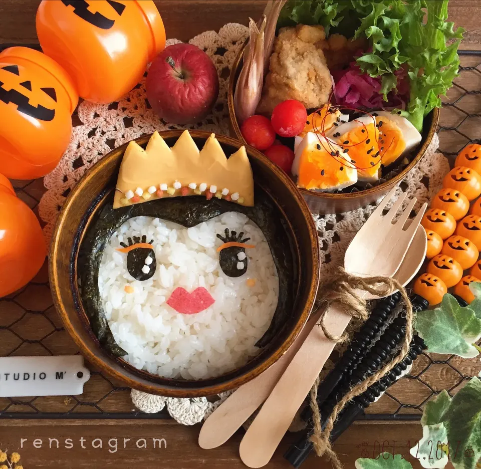 ハロウィン弁当 ウィックドクイーン👑🍎顔弁|renren676さん