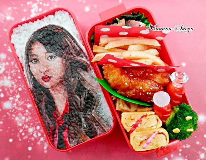 TWICE『ジヒョ/지효/志效/Ji-Hyo』弁当
 #オブラートアート
 #似顔絵弁当|みんなのあねごさん