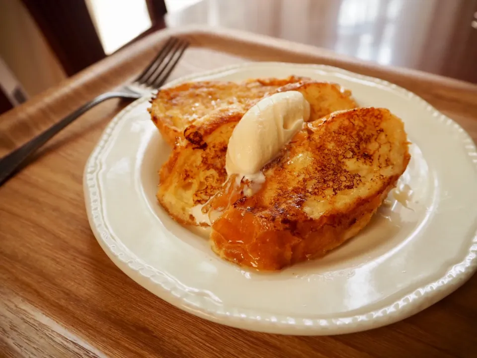 フランスパンでフレンチトースト|しゅうさん