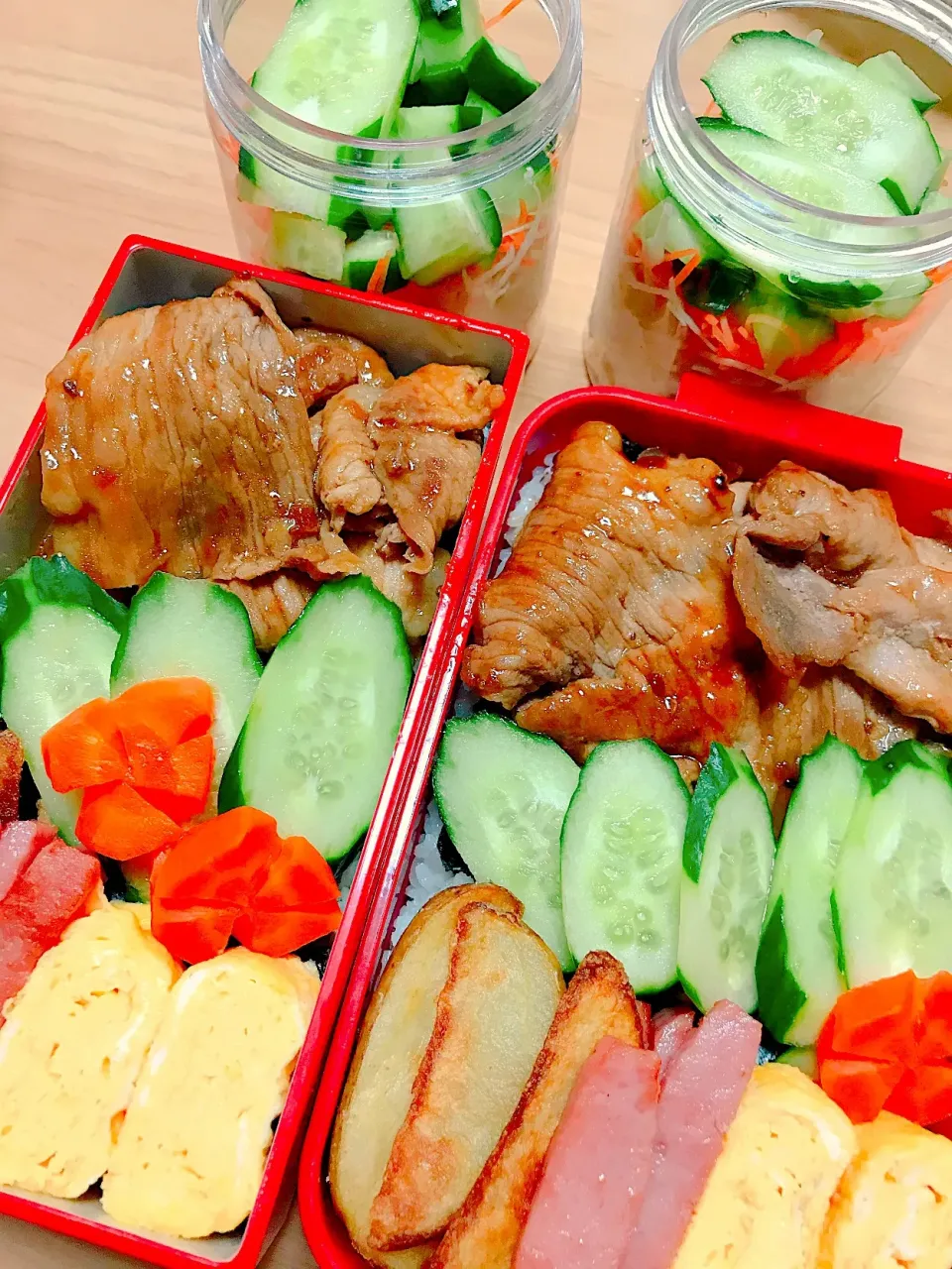 JKとJCの生姜焼き肉どーん弁当|mamacatさん