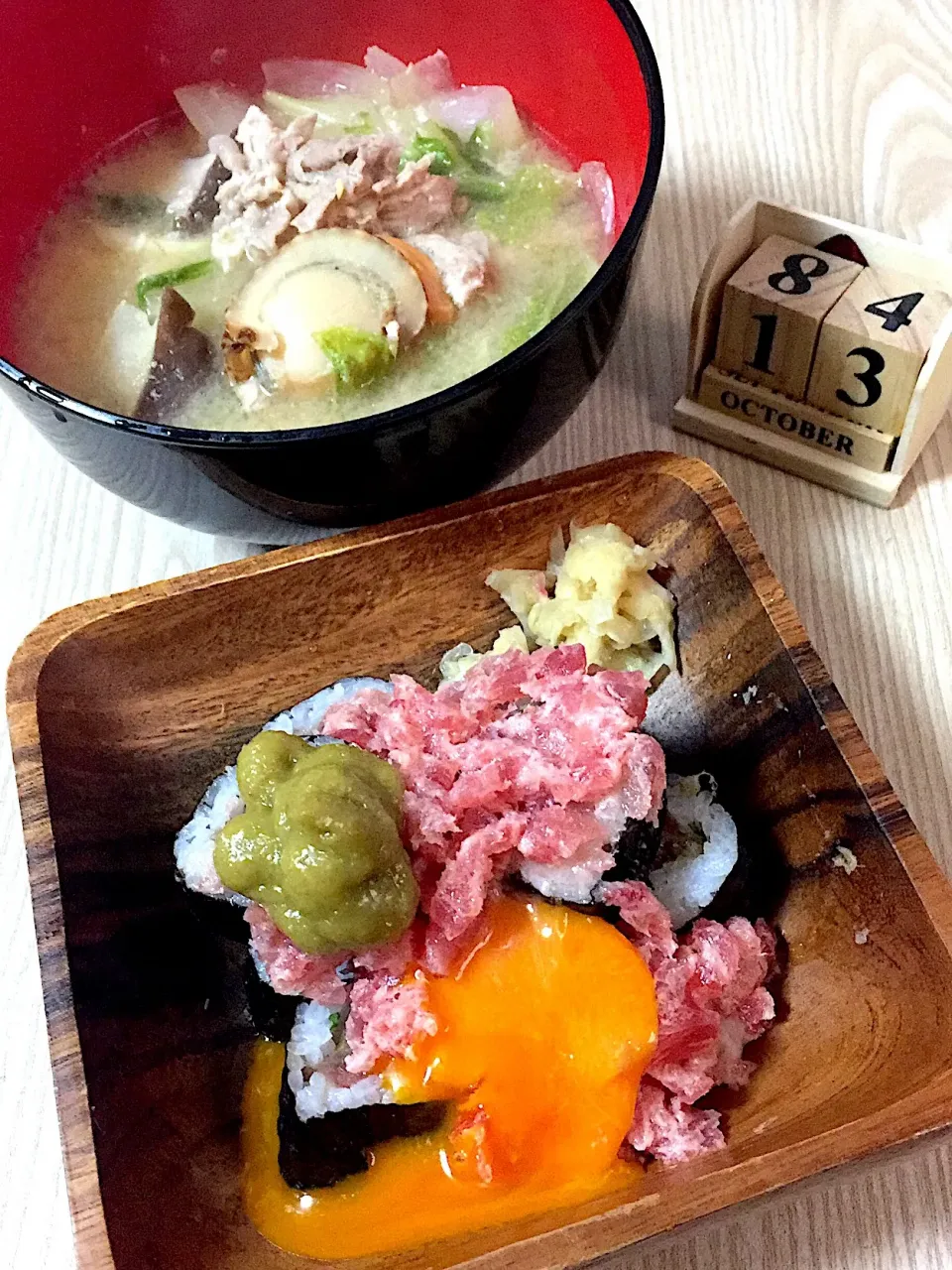 Snapdishの料理写真:らんち！
#ネギトロ巻
#とん汁|伍龍やすさん