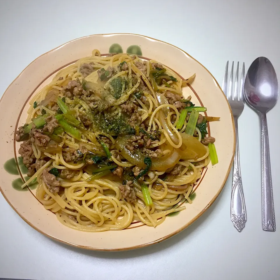 ◆ほうれん草と小松菜のパスタ|とうふさん