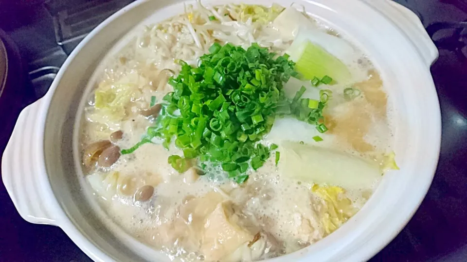 市販の豚骨鍋でネギたっぷり鍋🍲|じょうさん