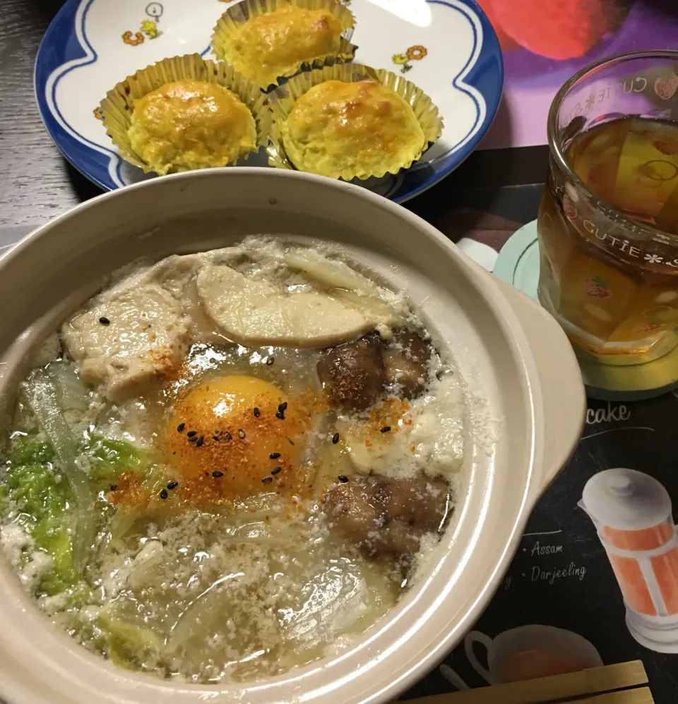 鍋焼きうどん と スイートポテトの夕食でした(*^｡^*)|ライムさん