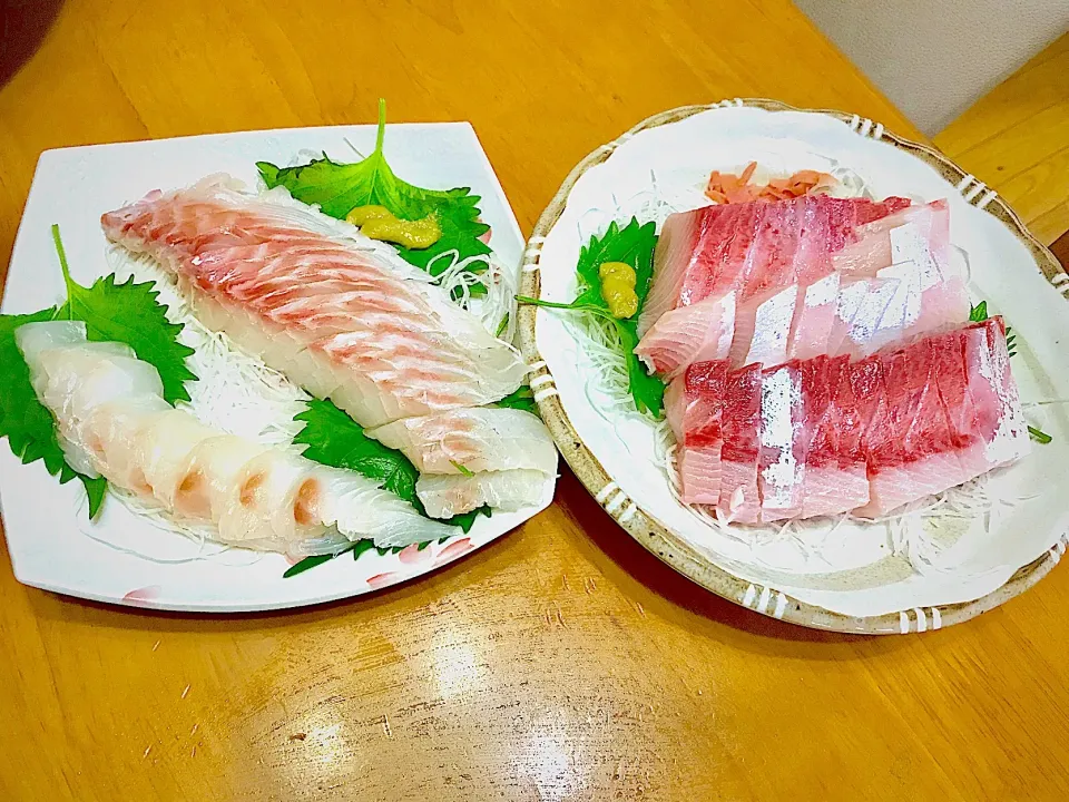 Snapdishの料理写真:Kampachi no sashimi..|Mizz Palomaさん