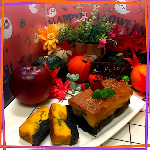 Snapdishの料理写真:かぼちゃプリンケーキ❤️ HAPPY HALLOWEEN•*¨*•.¸¸♬︎ #しんたまご #かぼちゃ #halloween|Mehco Coconutvanillaさん