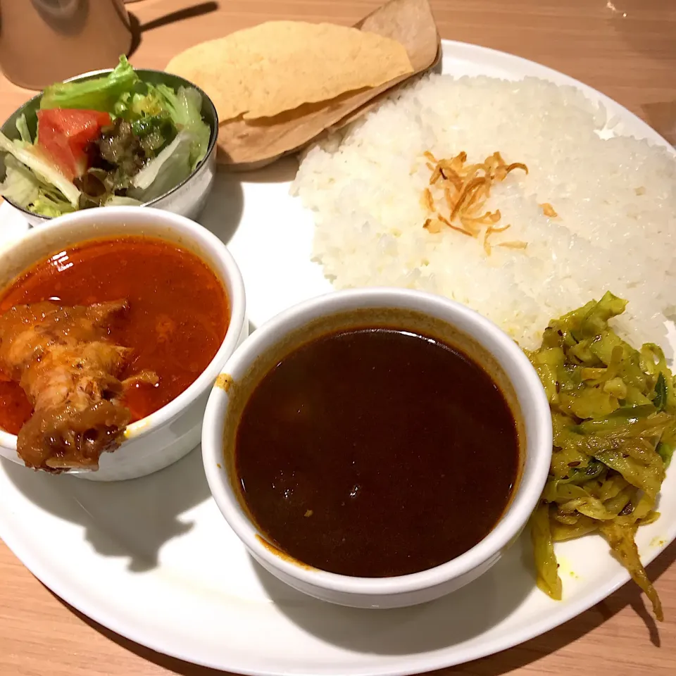 カシミールとチキン ドゥ ピアザのよくばりカレーランチ@デリー(銀座)|塩豚骨さん