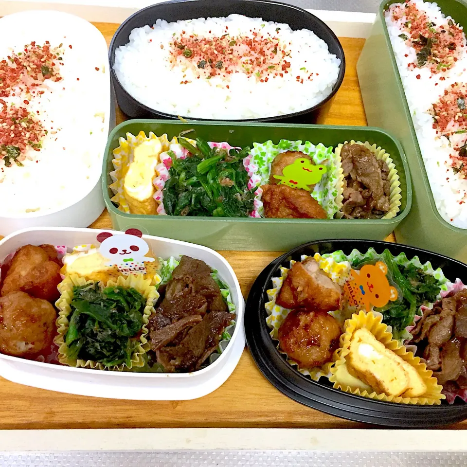 Snapdishの料理写真:中3娘と両親のお弁当♡
#ナッツアレルギー 
#牛乳アレルギー 
#お弁当|とんちゃさん