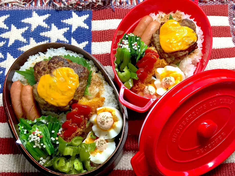 ハンバーグ弁当🍱|三姉妹のママさん