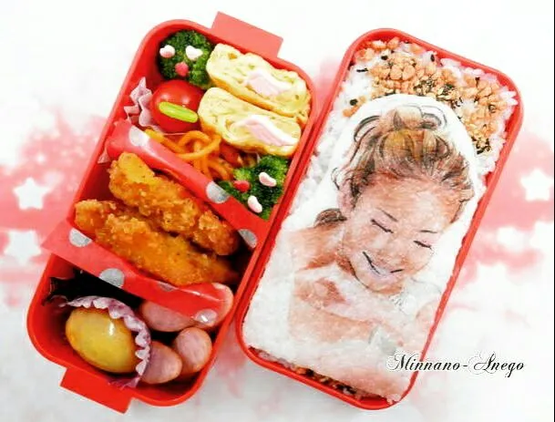 どんどん綺麗になっていく『安室奈美恵』弁当
 #オブラートアート
 #似顔絵弁当
 #中学生弁当|みんなのあねごさん