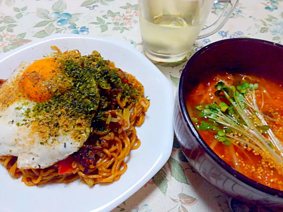 富士宮風焼きそば＆脂肪燃焼キムチスープ|うたかた。さん