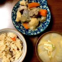 炊き込みご飯
筑前煮
大根と油揚げのお味噌汁|かわいさん