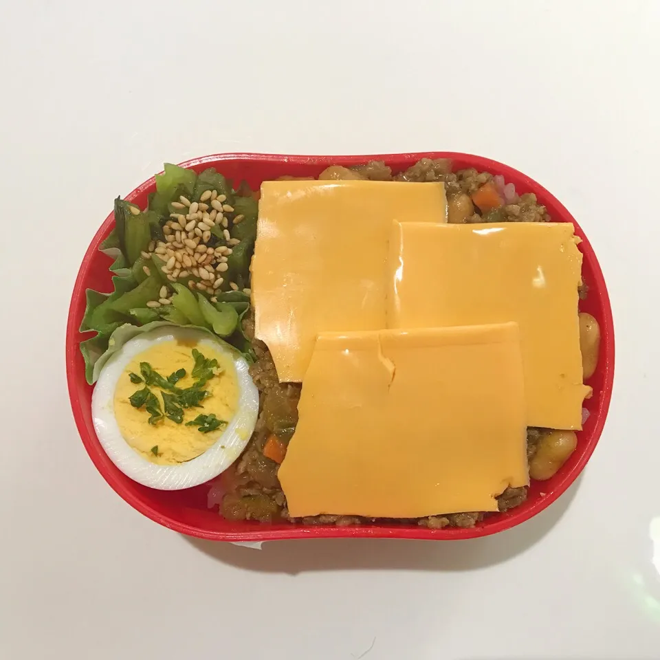 今日のお弁当🌞ドライカレー+小松菜+たまご|ほのみさん