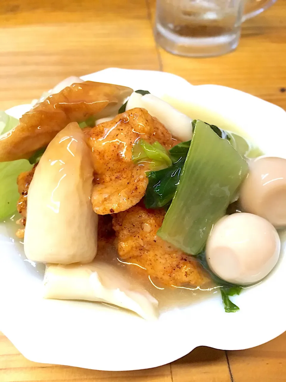 鶏ムネナゲットのイカと青梗菜中華あんかけ|saturnさん