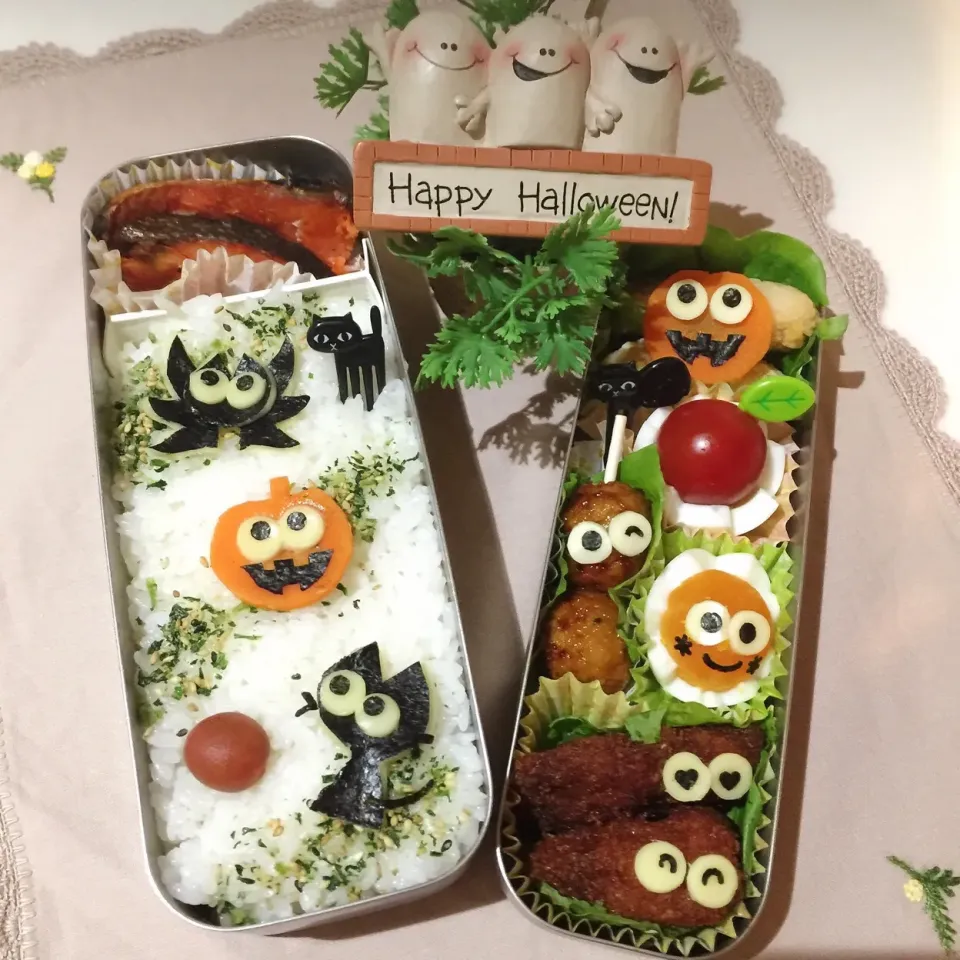 Snapdishの料理写真:10/20❤︎旦那さんの日の丸弁当❤︎ハロウィン🎃
#お弁当 #お昼ごはん #旦那さん弁当 #ランチ #日の丸 #おばけ #ハロウィン|Makinsさん