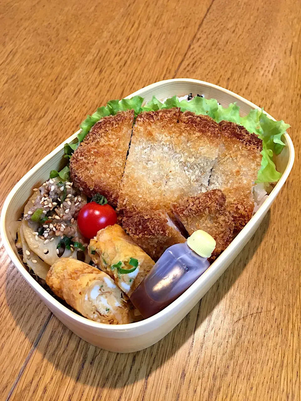 高校生息子のお弁当  テスト最終日今日からお弁当開始  豚カツ弁当|まつださんさん