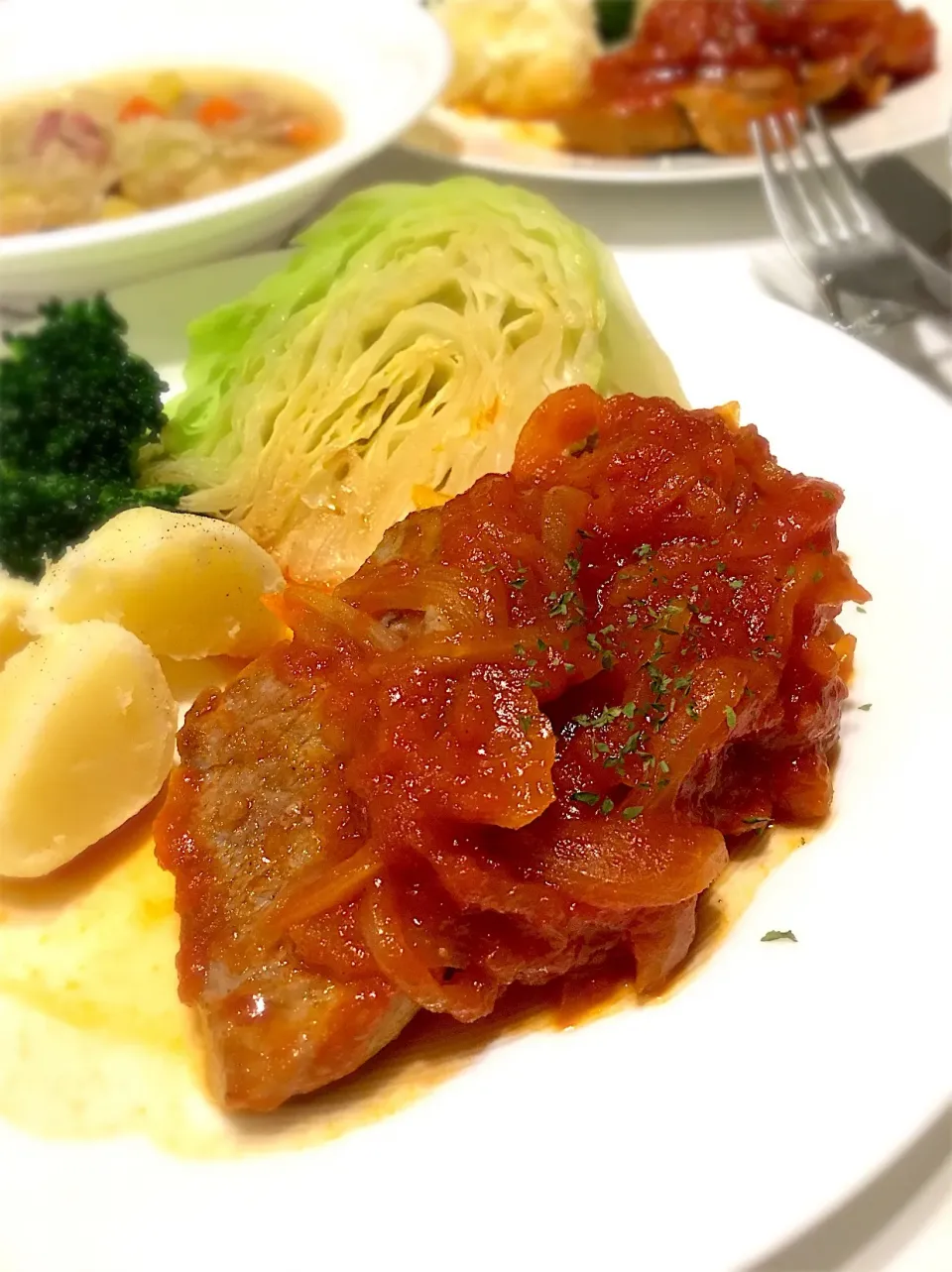 マダム とんちんさんのお母様直伝ソースが美味いポークチャップ 😋😋🎶|まるまさん