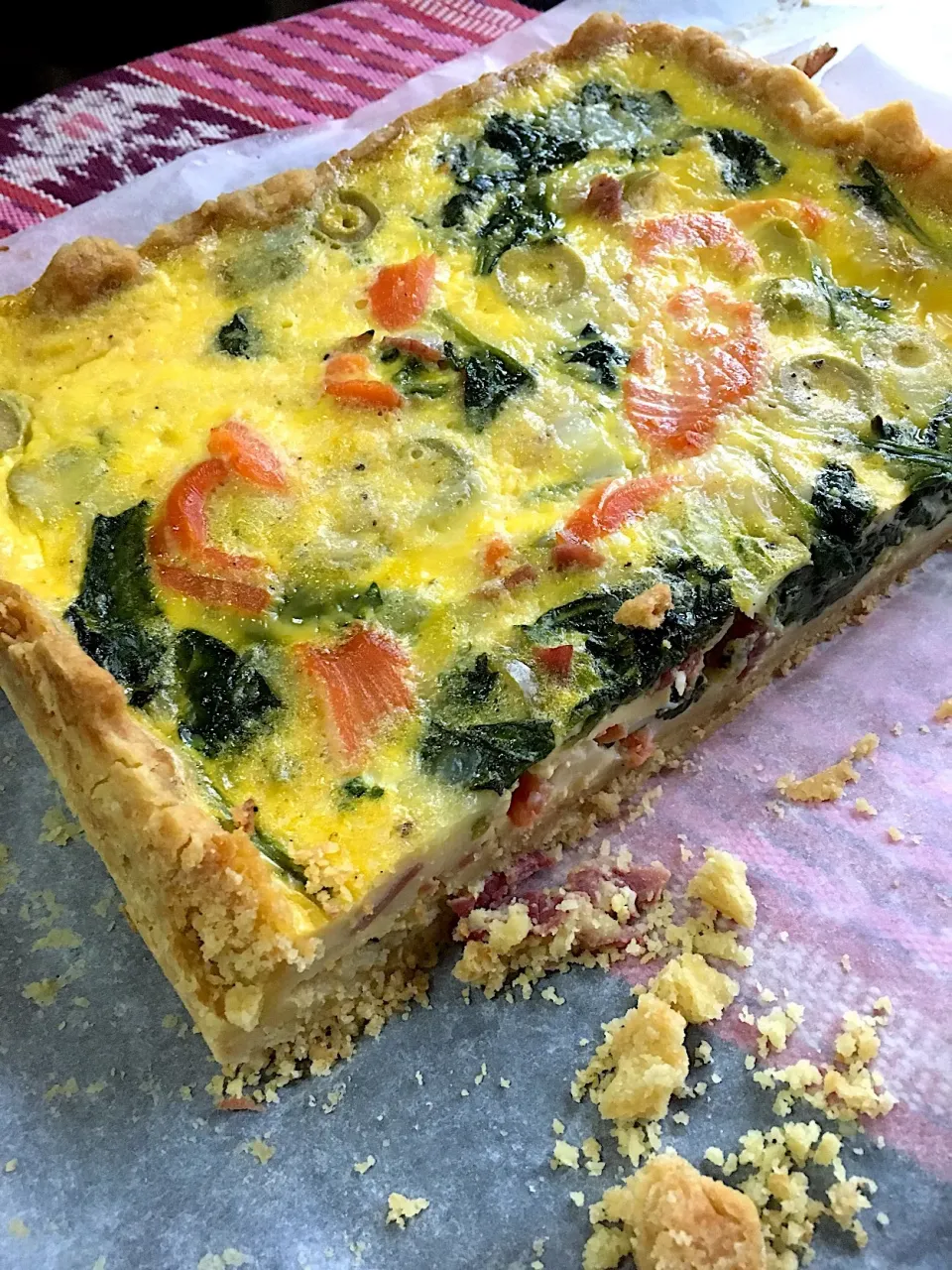 Smoked salmon & green olive Quiche
#quiche #salmon #spinach|Melia Sandya Utamiさん