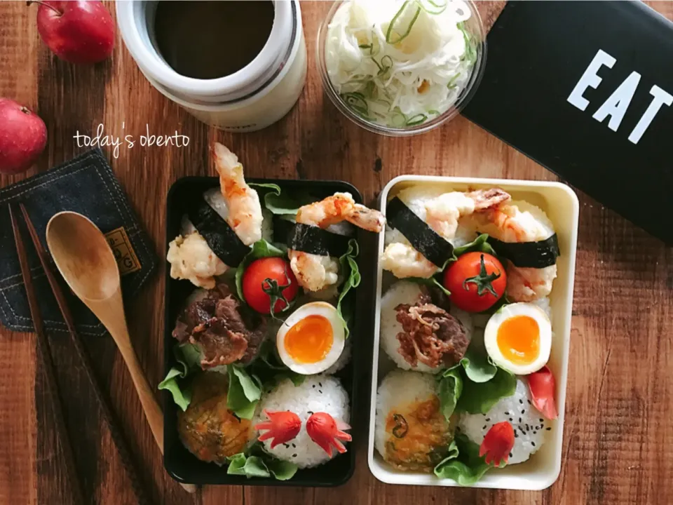 Snapdishの料理写真:色々おにぎり弁当  カレースープ素麺でつけ麺|sroknnaokoさん