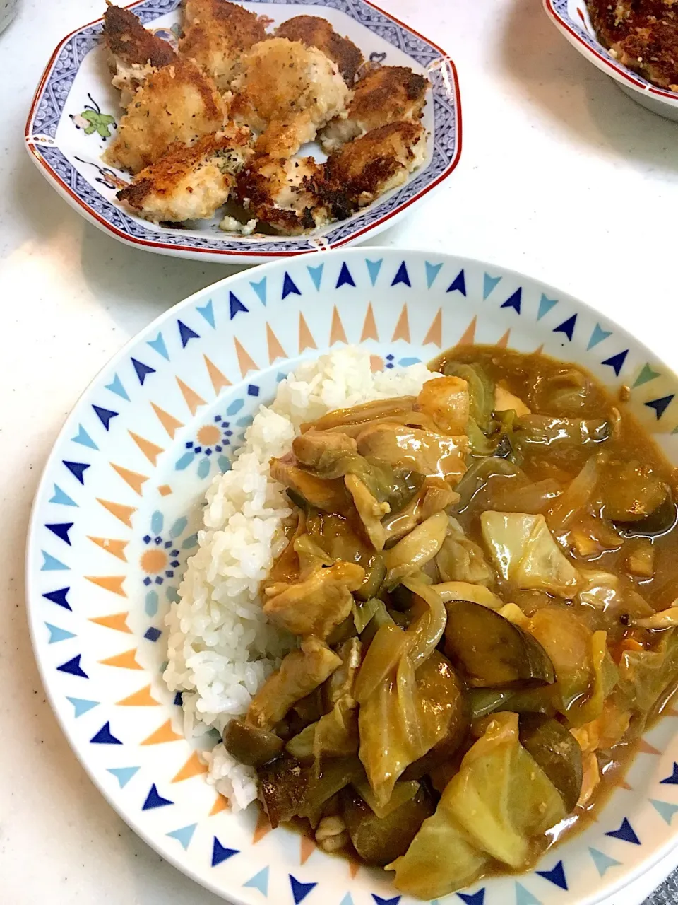 野菜カレー、鶏胸肉のチーマヨ炒め|みウラさん