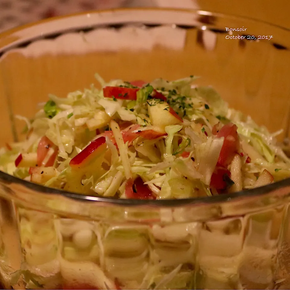 Snapdishの料理写真:キャベツと林檎🍎玉葱ピクルスのサラダ🥗|yasuko murakamiさん