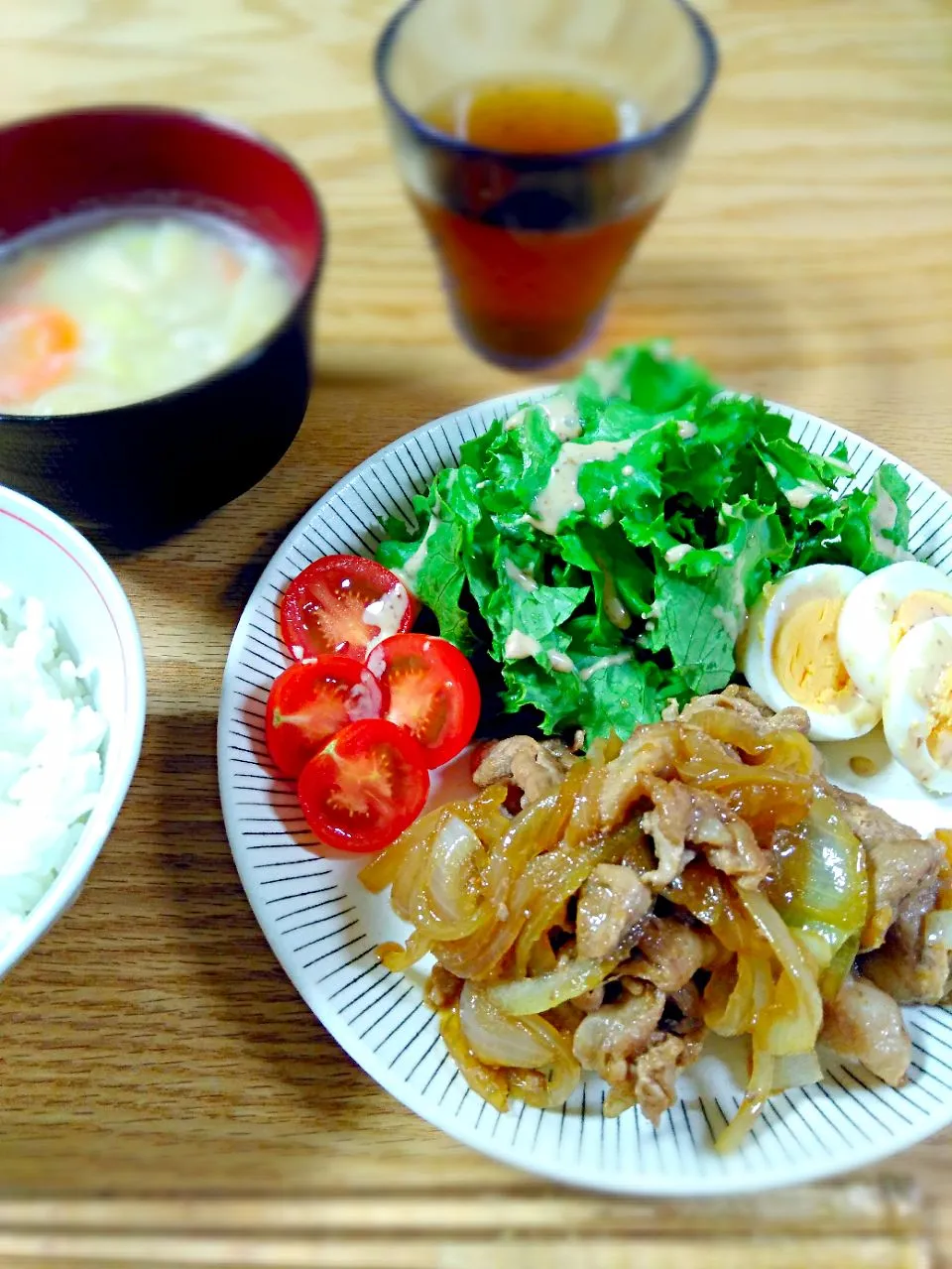 生姜焼き定食なお夕飯*2017.10.20|ゆきぼぅさん