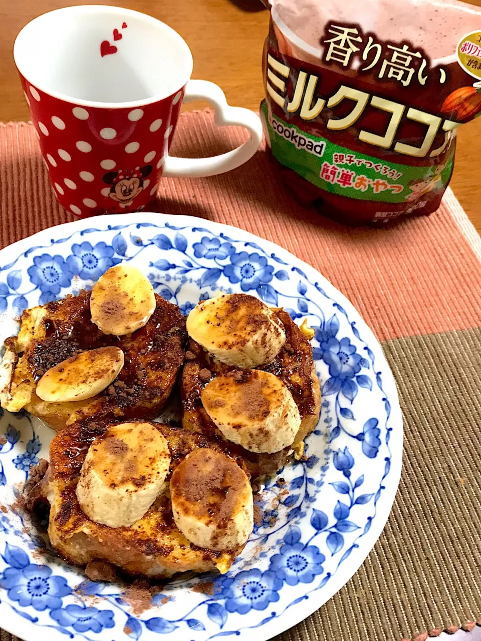 フランスパンでフレンチトーストチョコバナナトッピング|花ママちゃんさん