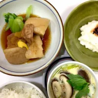 Snapdishの料理写真:豚の角煮と茶碗蒸し|まっさんさん