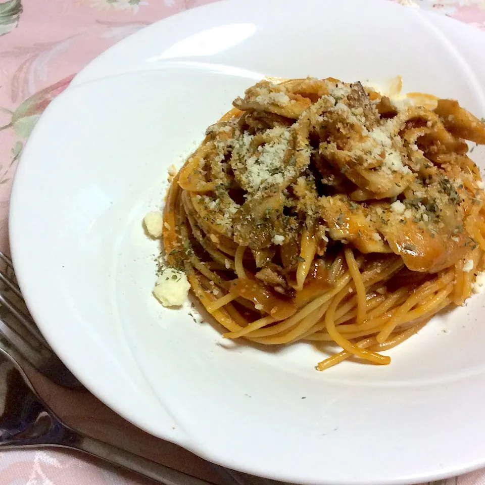 たっぷり舞茸のデミソースパスタのおうちランチ💕|夢ーテルさん