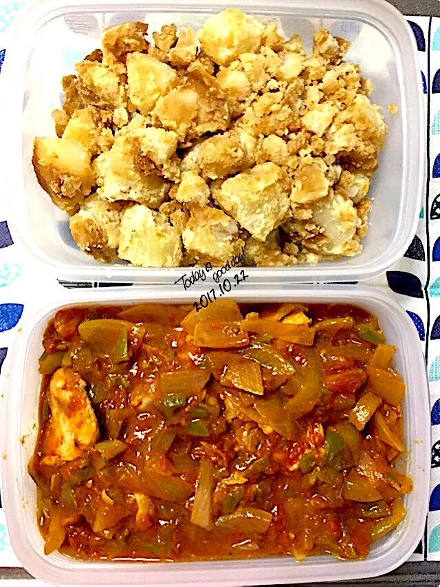 ★☆休日に作る常備菜☆★①赤味噌で甘辛の粉ふきいも②トマトカレーのチキン煮込み♪|さとみさん