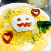 手抜きハロウィンオムライス🍳|はちさん