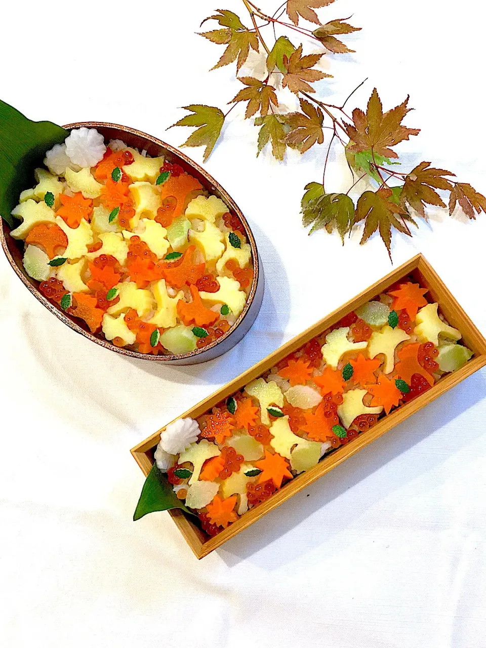 どこか行楽に出かけたくなるような
紅葉ちらし弁当🍁
#わっぱ弁当 #紅葉ちらし#行楽|REINA✨さん