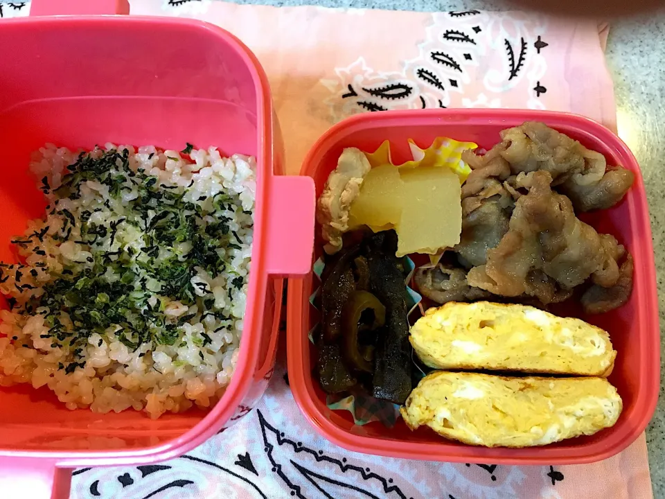 ♫今日のお弁当♫〜豚肉の甘辛煮、冬瓜の煮物、ナスとピーマンの味噌炒め、だし巻き卵〜|Satokoさん