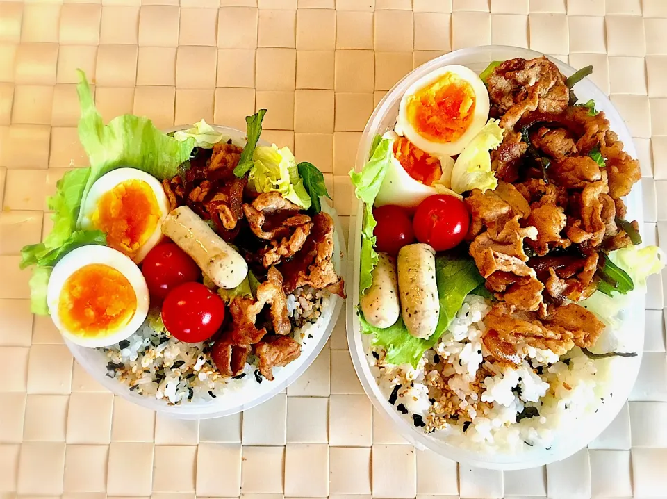 Snapdishの料理写真:今日は生姜焼き丼弁当。
#大人弁当 #生姜焼き弁当 #ボリュームたっぷり #食べ過ぎ注意 #たまにはゆで卵もいいね|Emi N Maruyamaさん