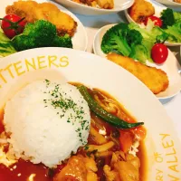 Snapdishの料理写真:チキンクリームカレー たらのフライ|Yukie Sakuraiさん