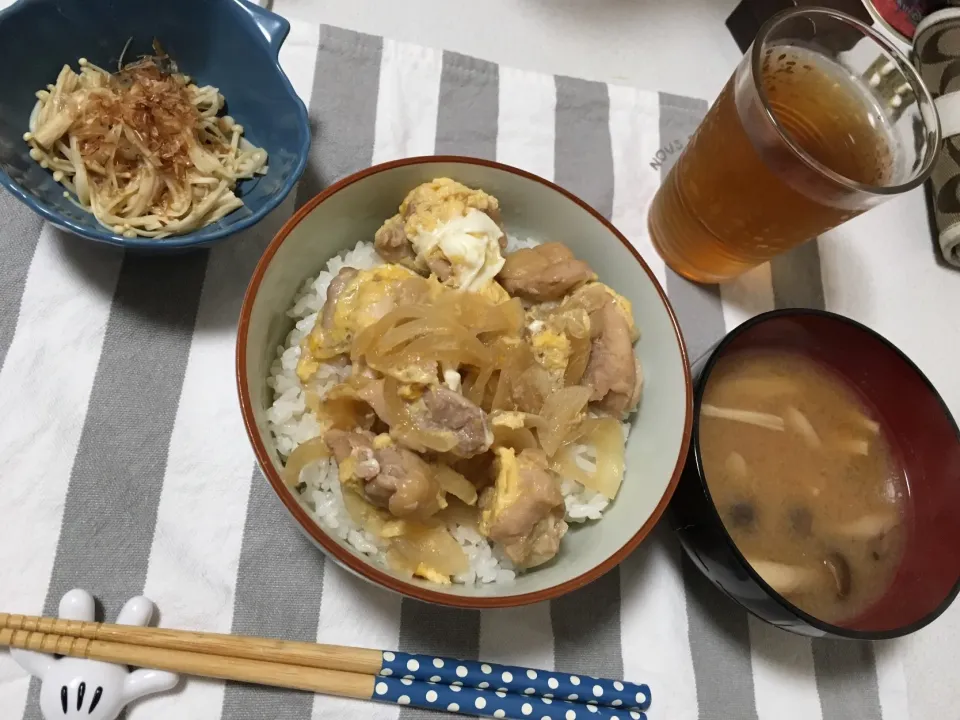 親子丼 えのきポン酢|みきゃこさん