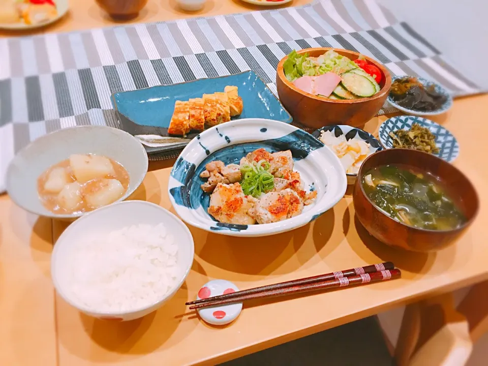 Snapdishの料理写真:#チキンの大葉味噌焼#ジャガイモのそぼろあんかけ#だしまき玉子 #サラダ|kona7さん