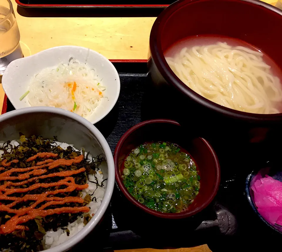 高菜と明太子ご飯&釜揚げうどん@はつとみ(江戸川橋)|yoooochanさん