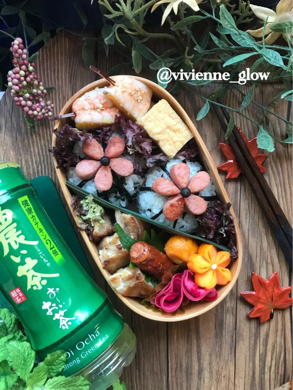 スパムの花おにぎり弁当|vivienne_glowさん