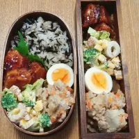 Snapdishの料理写真:カジキの照り焼き。チャーシューの煮汁リメイク。 
他、しょうゆたまご、ブロッコリーとコーンとちくわのマヨサラダ、里芋コロッケ中身だけ、ひじきふりかけのごはん
#魚のおかず|小杉晴美さん