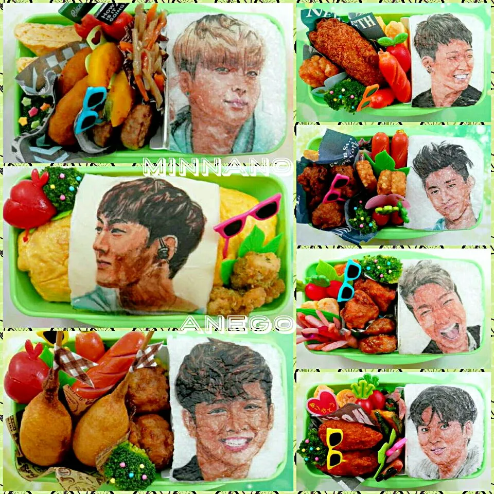 Snapdishの料理写真:『iKON』弁当 集合写真　
 #オブラートアート
 #似顔絵弁当|みんなのあねごさん