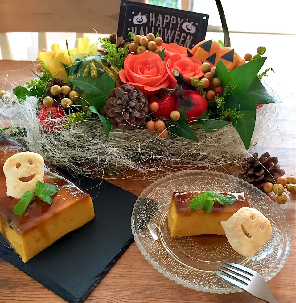 Snapdishの料理写真:ばろんさんの料理 今日のおやつ💗かぼちゃプリン🎃✨|カタツムリさん