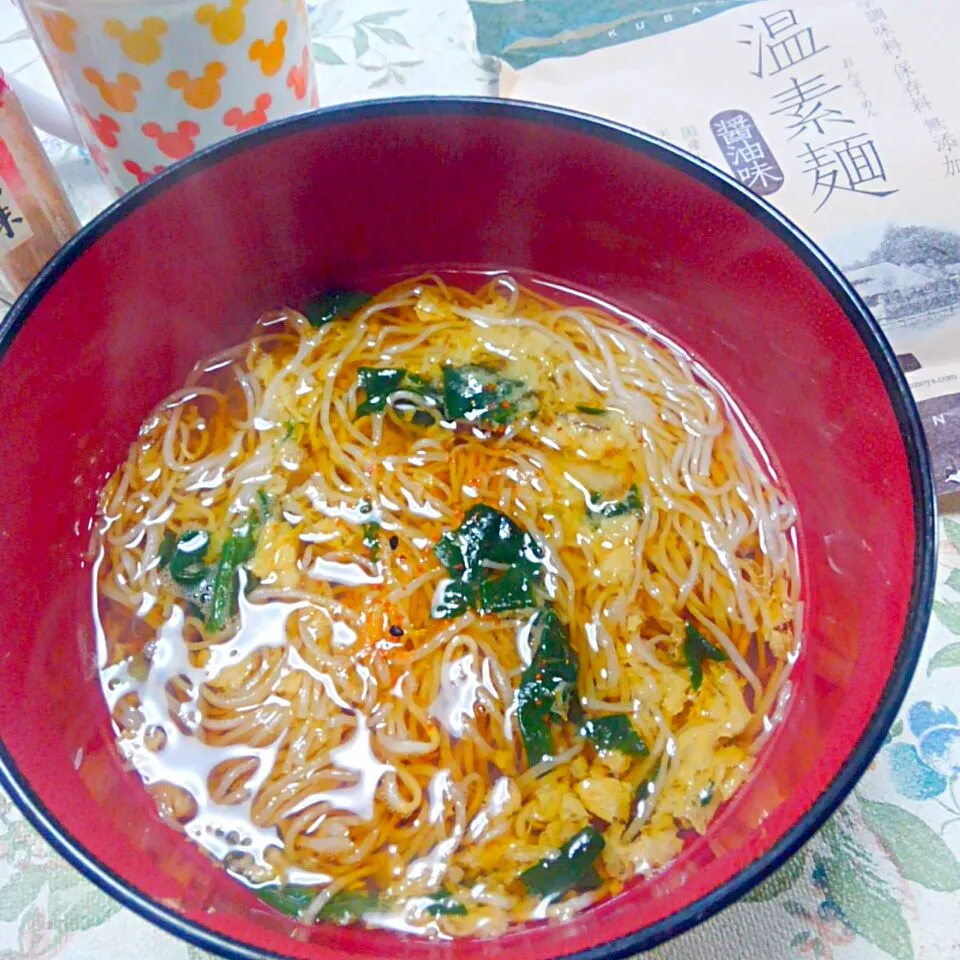 茅乃舎の温素麺醤油味|うたかた。さん