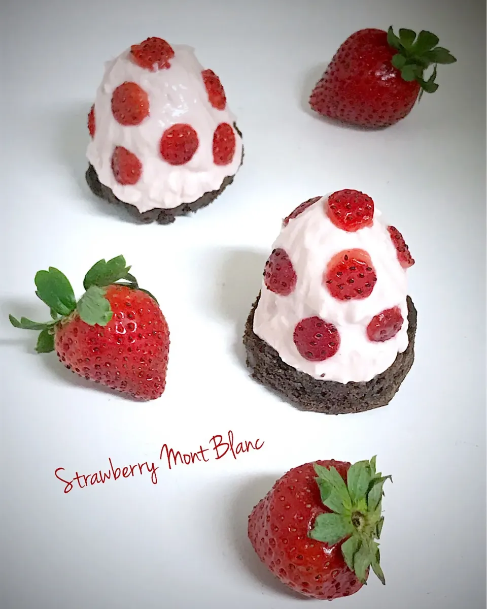 草間彌生さん的 苺の水玉モンブラン🍓

#苺のモンブラン#苺の水玉モンブラン#クリームチーズ#水切りヨーグルト|nononkoさん