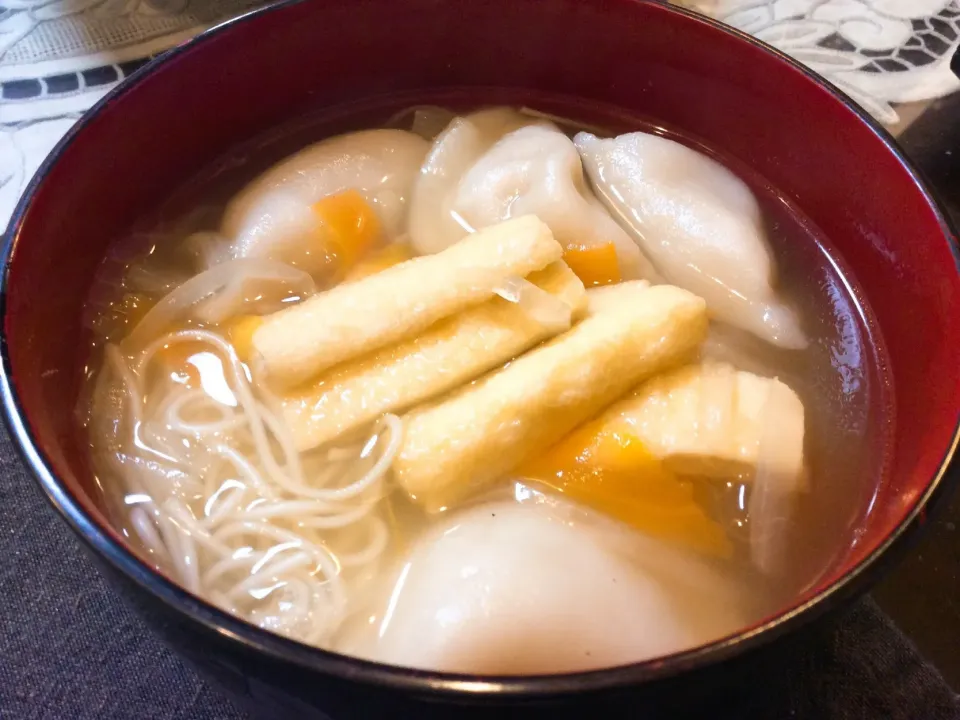 ワンタンスープならぬワンタン煮麺😋|アライさんさん